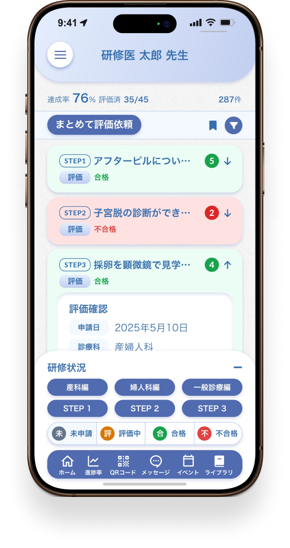 研修到達率が一目でわかる！